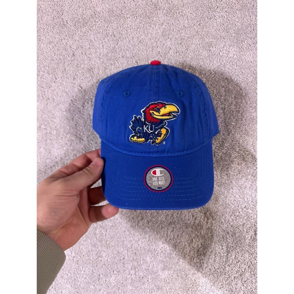 Kansas University Jayhawks Champion Baseball‎ Cap Hat Basketball Adjustable Blue